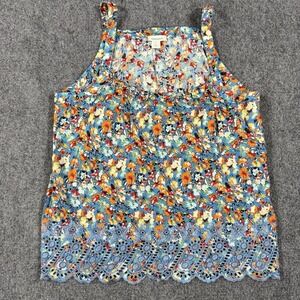 Sundance Floral Tank Top Small Colorful Lace Eyelet Boho